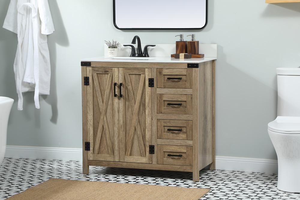 Elegant Furniture & Lighting - Grant 36 inch Single bathroom vanity in natural oak with backsplash - VF90236NT-BS veiw 3