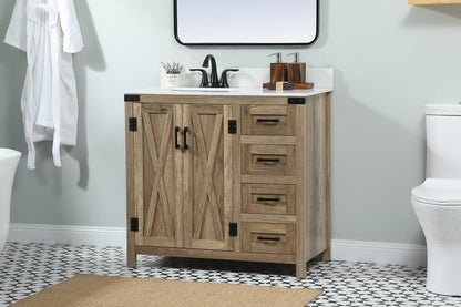 Elegant Furniture & Lighting - Grant 36 inch Single bathroom vanity in natural oak with backsplash - VF90236NT-BS veiw 3