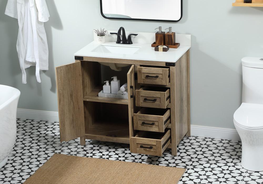 Elegant Furniture & Lighting - Grant 36 inch Single bathroom vanity in natural oak with backsplash - VF90236NT-BS veiw 4