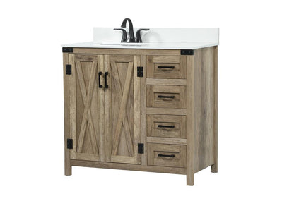 Elegant Furniture & Lighting - Grant 36 inch Single bathroom vanity in natural oak with backsplash - VF90236NT-BS veiw 8