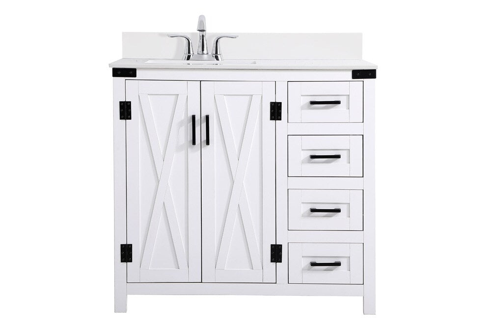 Elegant Furniture & Lighting - Grant 36 inch bathroom Vanity in White with Backsplash - VF90236WH-BS veiw 1