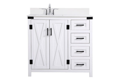 Elegant Furniture & Lighting - Grant 36 inch bathroom Vanity in White with Backsplash - VF90236WH-BS veiw 1