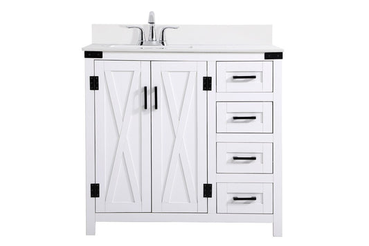 Elegant Furniture & Lighting - Grant 36 inch bathroom Vanity in White with Backsplash - VF90236WH-BS veiw 1
