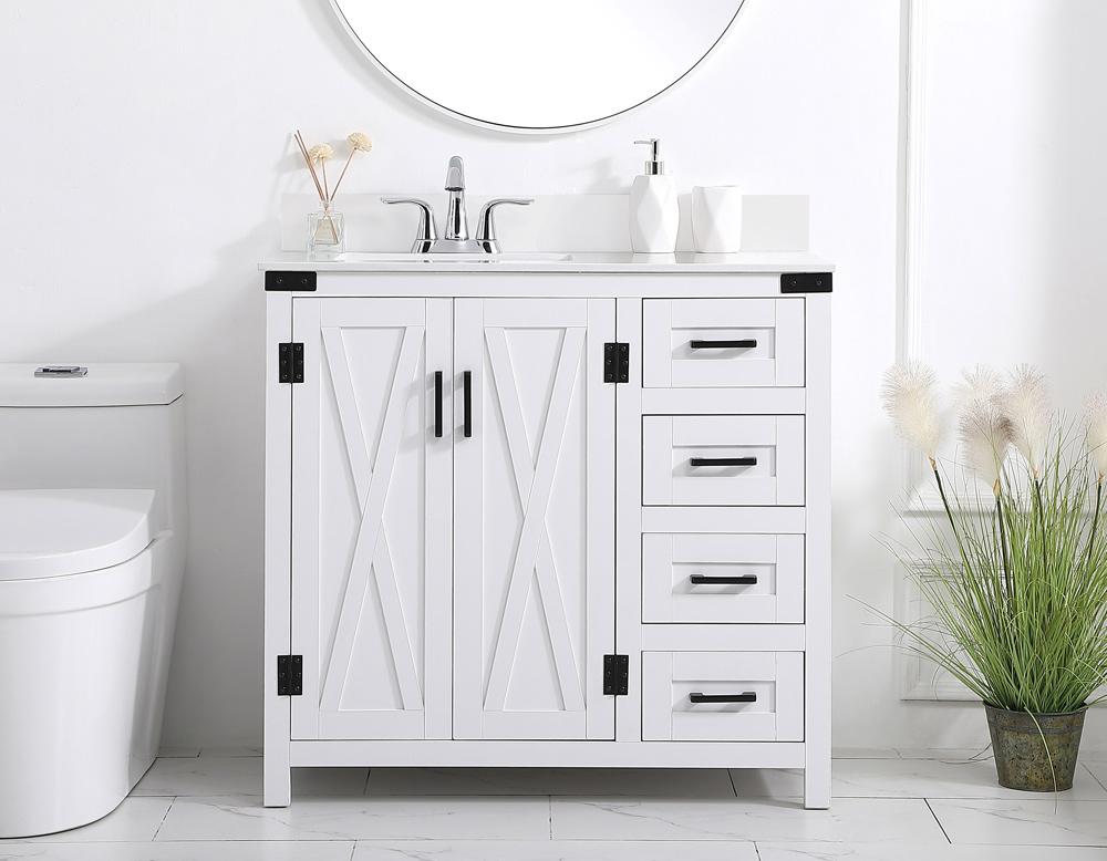 Elegant Furniture & Lighting - Grant 36 inch bathroom Vanity in White with Backsplash - VF90236WH-BS veiw 2