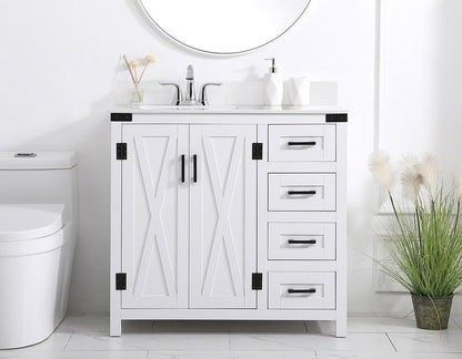 Elegant Furniture & Lighting - Grant 36 inch bathroom Vanity in White with Backsplash - VF90236WH-BS veiw 2