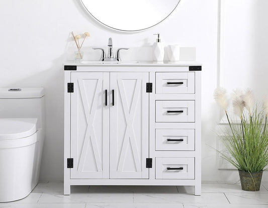 Elegant Furniture & Lighting - Grant 36 inch bathroom Vanity in White with Backsplash - VF90236WH-BS veiw 2