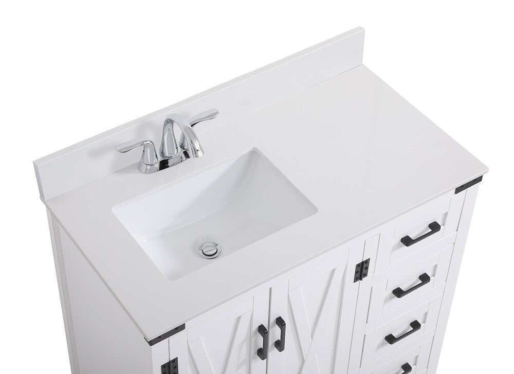 Elegant Furniture & Lighting - Grant 36 inch bathroom Vanity in White with Backsplash - VF90236WH-BS veiw 3