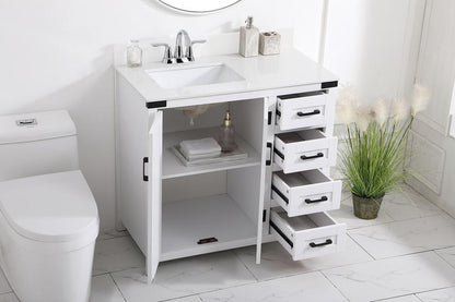 Elegant Furniture & Lighting - Grant 36 inch bathroom Vanity in White with Backsplash - VF90236WH-BS veiw 9