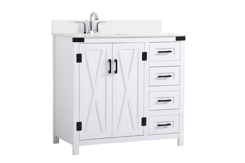Elegant Furniture & Lighting - Grant 36 inch bathroom Vanity in White with Backsplash - VF90236WH-BS veiw 13