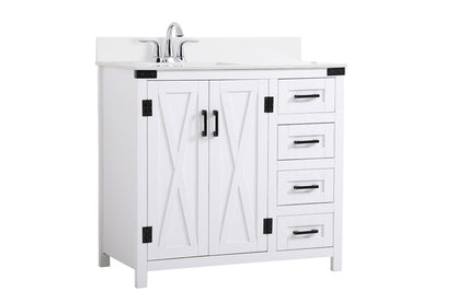 Elegant Furniture & Lighting - Grant 36 inch bathroom Vanity in White with Backsplash - VF90236WH-BS veiw 13