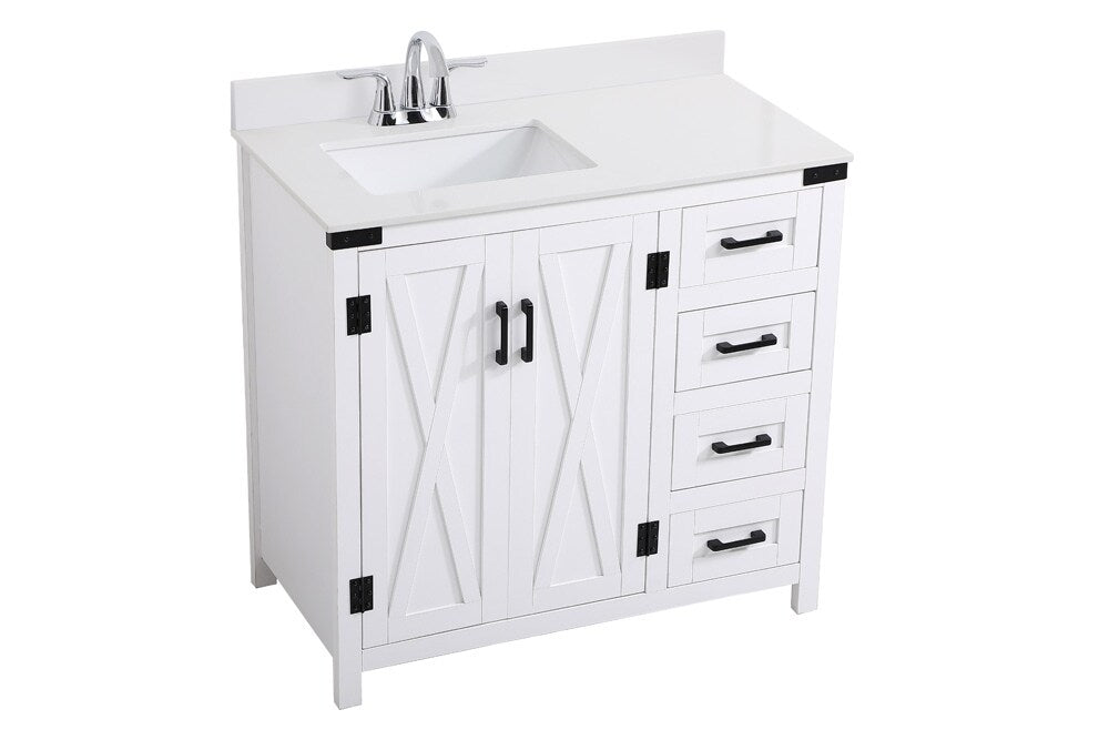 Elegant Furniture & Lighting - Grant 36 inch bathroom Vanity in White with Backsplash - VF90236WH-BS veiw 14