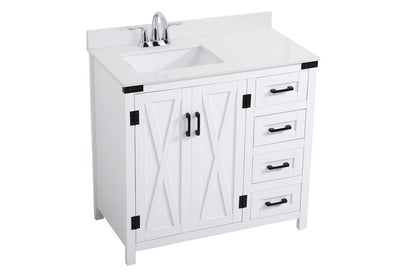 Elegant Furniture & Lighting - Grant 36 inch bathroom Vanity in White with Backsplash - VF90236WH-BS veiw 14