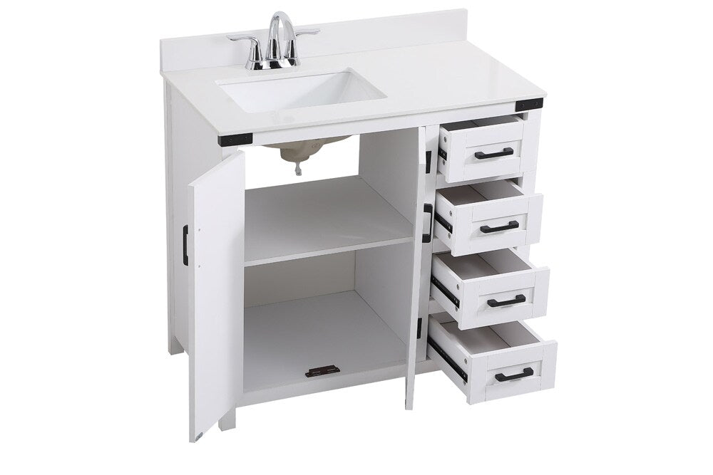 Elegant Furniture & Lighting - Grant 36 inch bathroom Vanity in White with Backsplash - VF90236WH-BS veiw 15