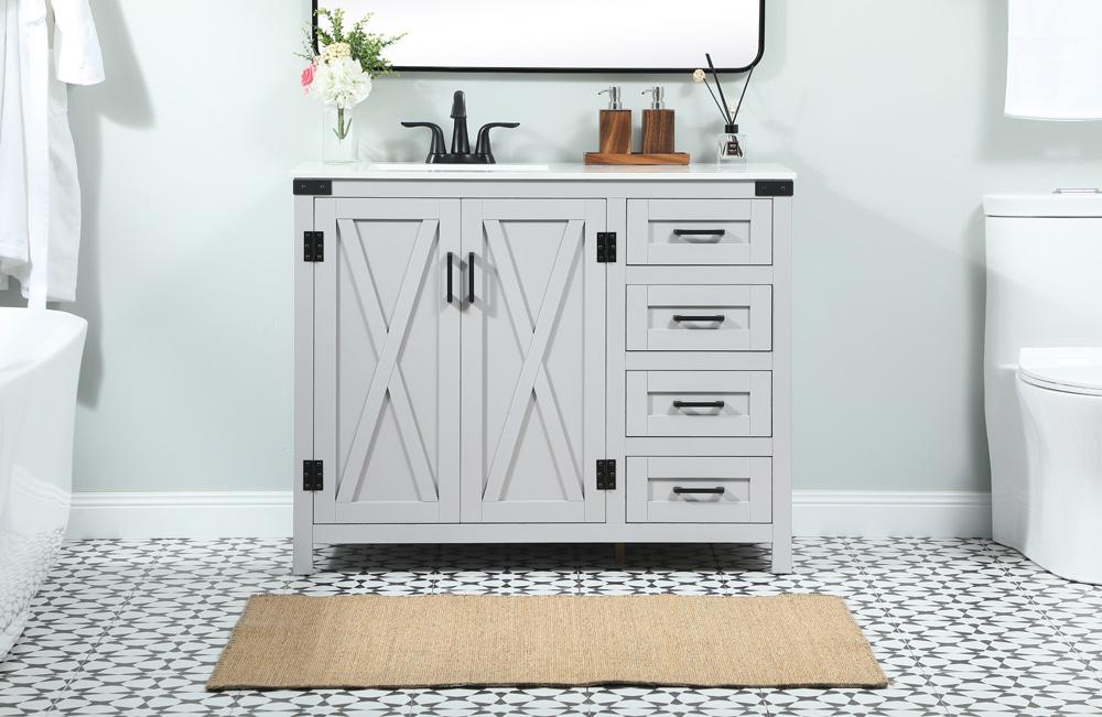 Elegant Furniture & Lighting - Grant 42 inch Single bathroom vanity in grey - VF90242GR veiw 2