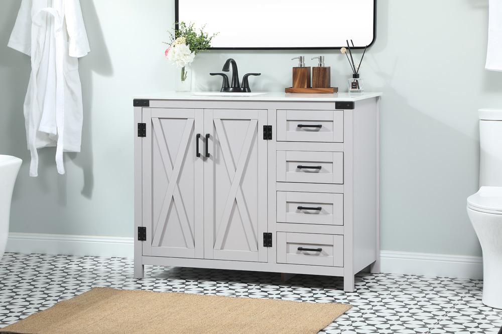Elegant Furniture & Lighting - Grant 42 inch Single bathroom vanity in grey - VF90242GR veiw 3