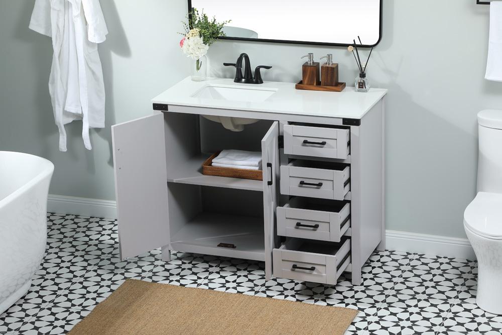 Elegant Furniture & Lighting - Grant 42 inch Single bathroom vanity in grey - VF90242GR veiw 4