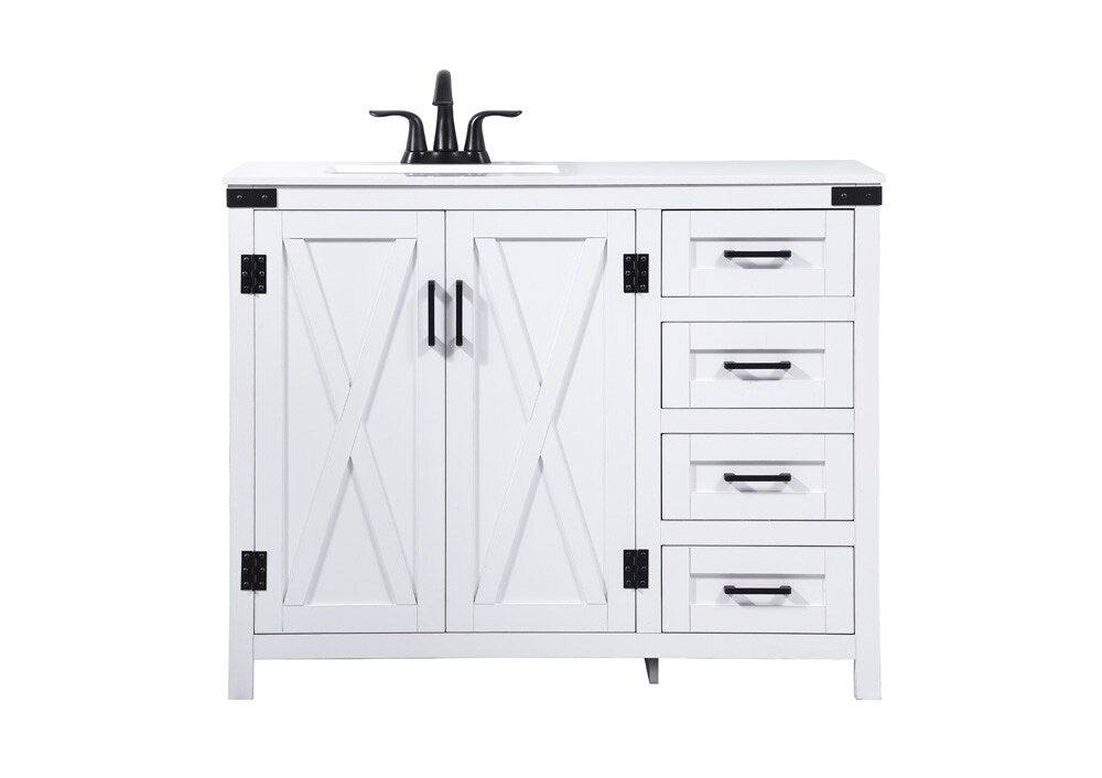 Elegant Furniture & Lighting - Grant 42 inch Single bathroom vanity in white - VF90242WH veiw 1
