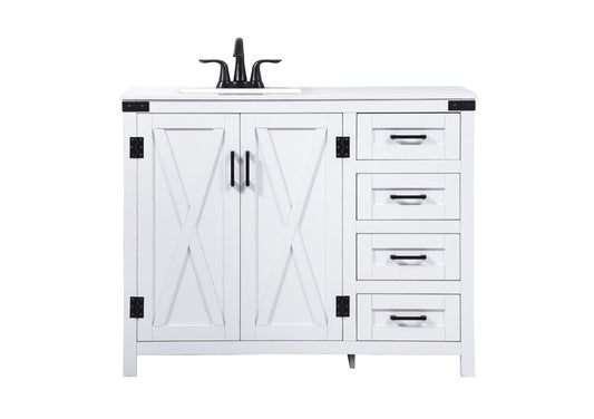 Elegant Furniture & Lighting - Grant 42 inch Single bathroom vanity in white - VF90242WH veiw 1