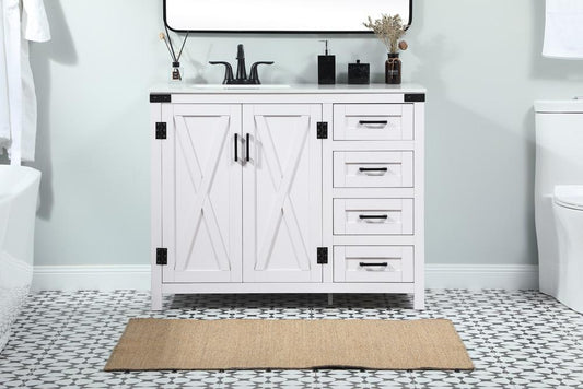 Elegant Furniture & Lighting - Grant 42 inch Single bathroom vanity in white - VF90242WH veiw 2