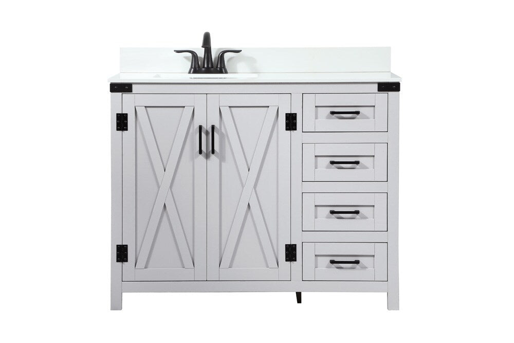 Elegant Furniture & Lighting - Grant 42 inch Single bathroom vanity in grey with backsplash - VF90242GR-BS veiw 1