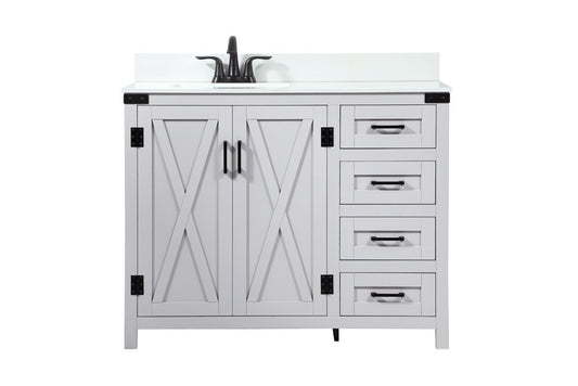 Elegant Furniture & Lighting - Grant 42 inch Single bathroom vanity in grey with backsplash - VF90242GR-BS veiw 1