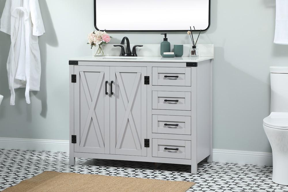 Elegant Furniture & Lighting - Grant 42 inch Single bathroom vanity in grey with backsplash - VF90242GR-BS veiw 3