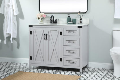 Elegant Furniture & Lighting - Grant 42 inch Single bathroom vanity in grey with backsplash - VF90242GR-BS veiw 3