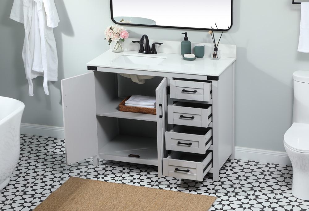 Elegant Furniture & Lighting - Grant 42 inch Single bathroom vanity in grey with backsplash - VF90242GR-BS veiw 4