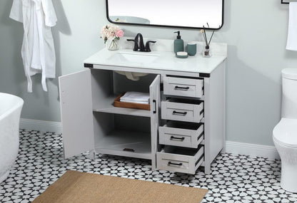 Elegant Furniture & Lighting - Grant 42 inch Single bathroom vanity in grey with backsplash - VF90242GR-BS veiw 4