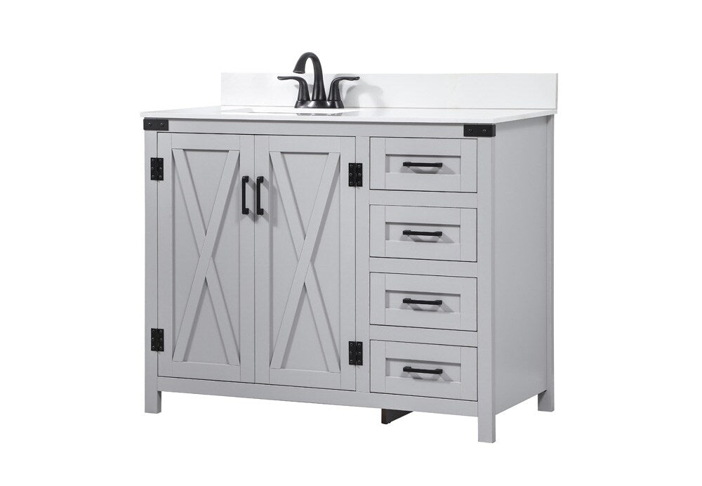 Elegant Furniture & Lighting - Grant 42 inch Single bathroom vanity in grey with backsplash - VF90242GR-BS veiw 8