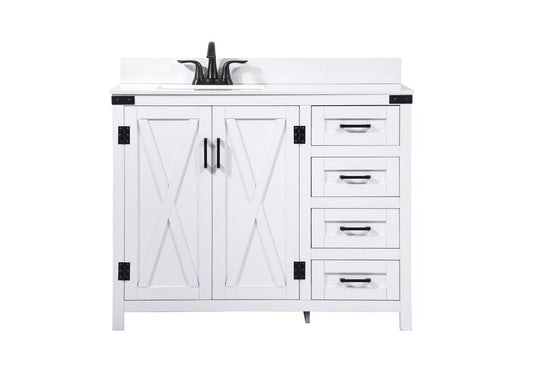 Elegant Furniture & Lighting - Grant 42 inch Single bathroom vanity in white with backsplash - VF90242WH-BS veiw 1