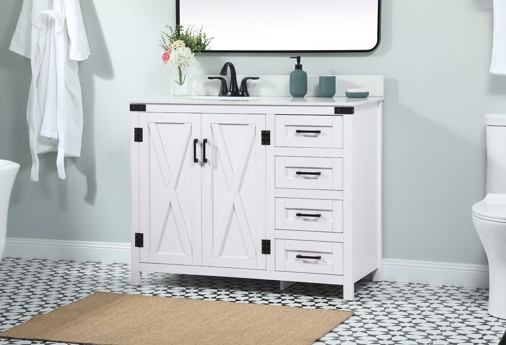 Elegant Furniture & Lighting - Grant 42 inch Single bathroom vanity in white with backsplash - VF90242WH-BS veiw 3