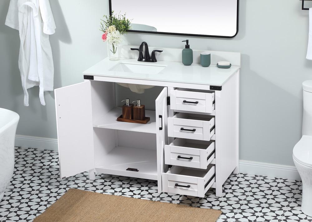 Elegant Furniture & Lighting - Grant 42 inch Single bathroom vanity in white with backsplash - VF90242WH-BS veiw 4