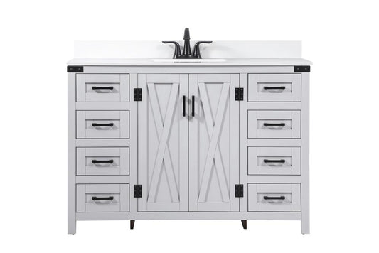 Elegant Furniture & Lighting - Grant 48 inch Single bathroom vanity in grey with backsplash - VF90248GR-BS veiw 1