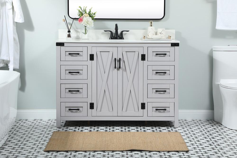 Elegant Furniture & Lighting - Grant 48 inch Single bathroom vanity in grey with backsplash - VF90248GR-BS veiw 2