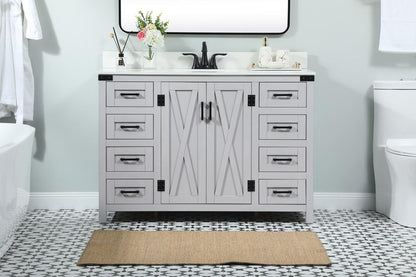 Elegant Furniture & Lighting - Grant 48 inch Single bathroom vanity in grey with backsplash - VF90248GR-BS veiw 2
