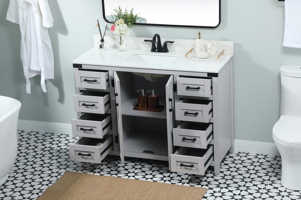 Elegant Furniture & Lighting - Grant 48 inch Single bathroom vanity in grey with backsplash - VF90248GR-BS veiw 4