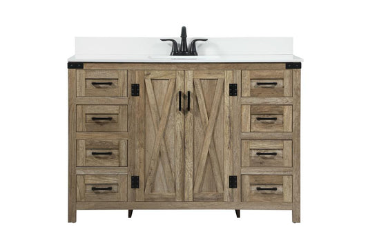 Elegant Furniture & Lighting - Grant 48 inch Single bathroom vanity in natural oak with backsplash - VF90248NT-BS veiw 1