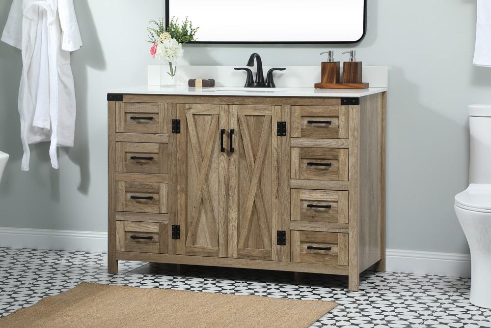 Elegant Furniture & Lighting - Grant 48 inch Single bathroom vanity in natural oak with backsplash - VF90248NT-BS veiw 3