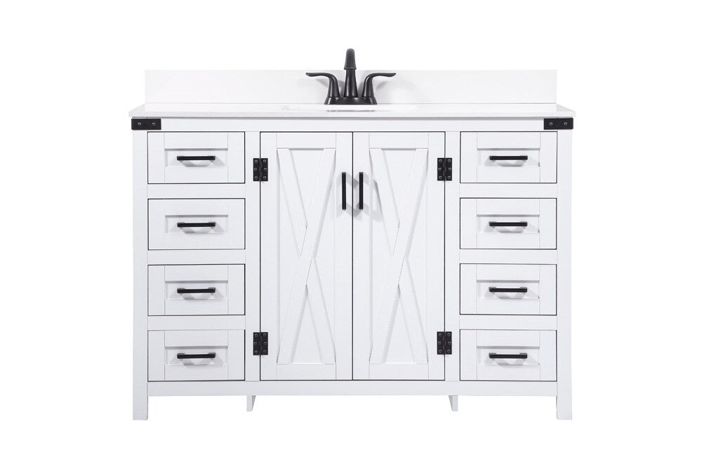 Elegant Furniture & Lighting - Grant 48 inch Single bathroom vanity in white with backsplash - VF90248WH-BS veiw 1