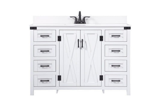 Elegant Furniture & Lighting - Grant 48 inch Single bathroom vanity in white with backsplash - VF90248WH-BS veiw 1