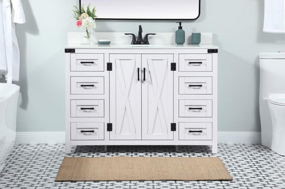 Elegant Furniture & Lighting - Grant 48 inch Single bathroom vanity in white with backsplash - VF90248WH-BS veiw 2