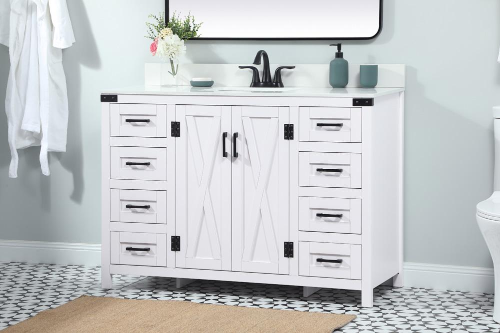 Elegant Furniture & Lighting - Grant 48 inch Single bathroom vanity in white with backsplash - VF90248WH-BS veiw 3