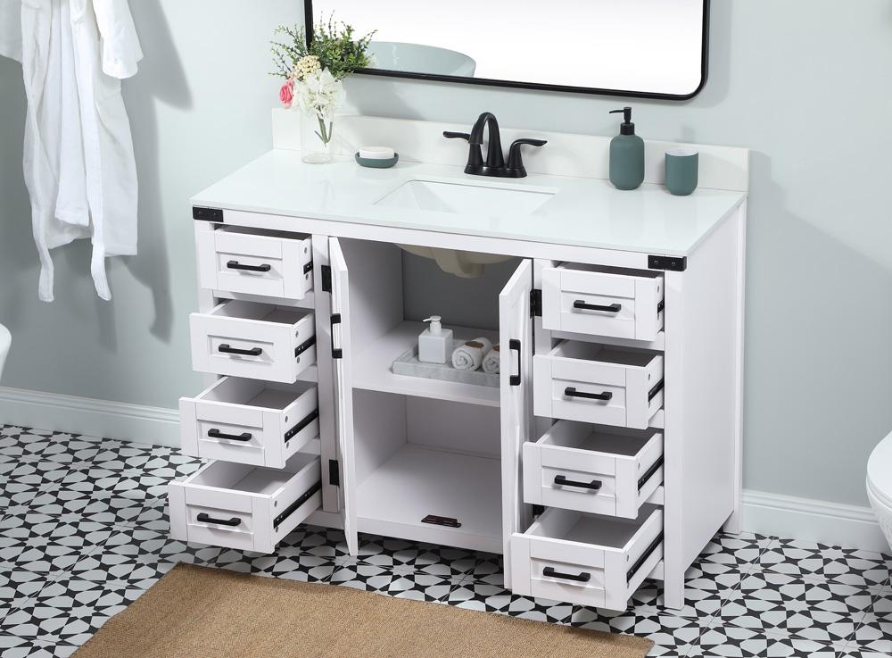 Elegant Furniture & Lighting - Grant 48 inch Single bathroom vanity in white with backsplash - VF90248WH-BS veiw 4