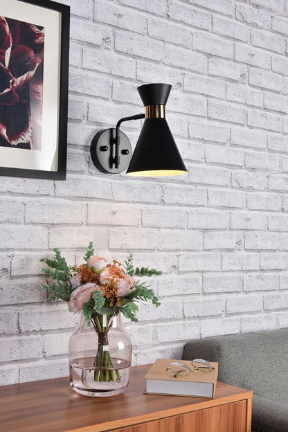 Elegant Furniture & Lighting - Halycon 6 inch black wall sconce - LD2353BK veiw 2