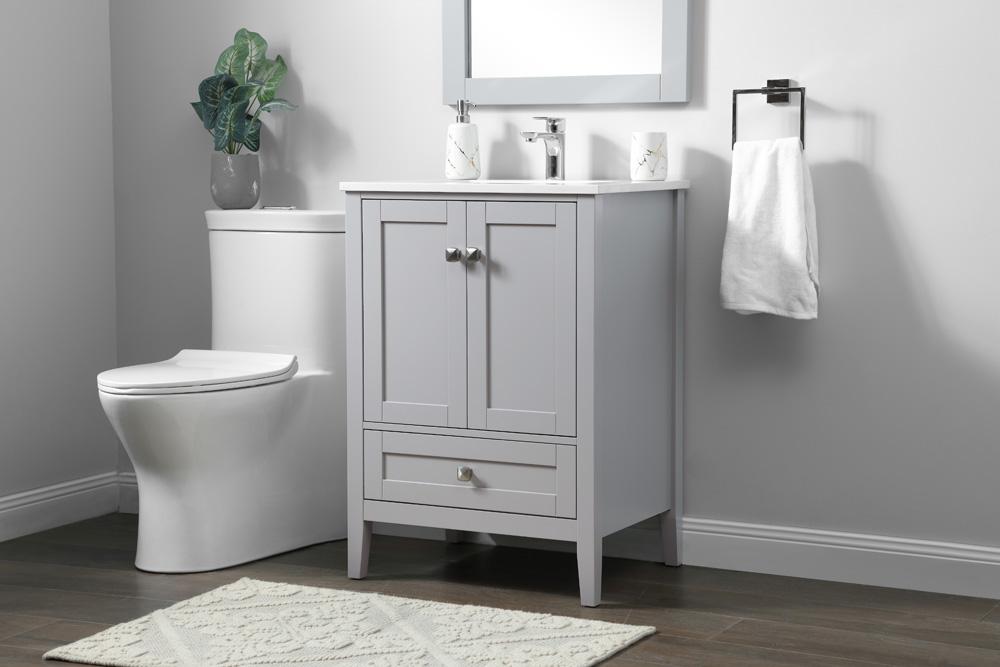 Elegant Furniture & Lighting - Hamilton 24 Inch Single Bathroom Vanity In Grey - VF21124GR veiw 3