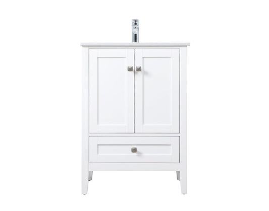 Elegant Furniture & Lighting - Hamilton 24 Inch Single Bathroom Vanity In White - VF21124WH veiw 1
