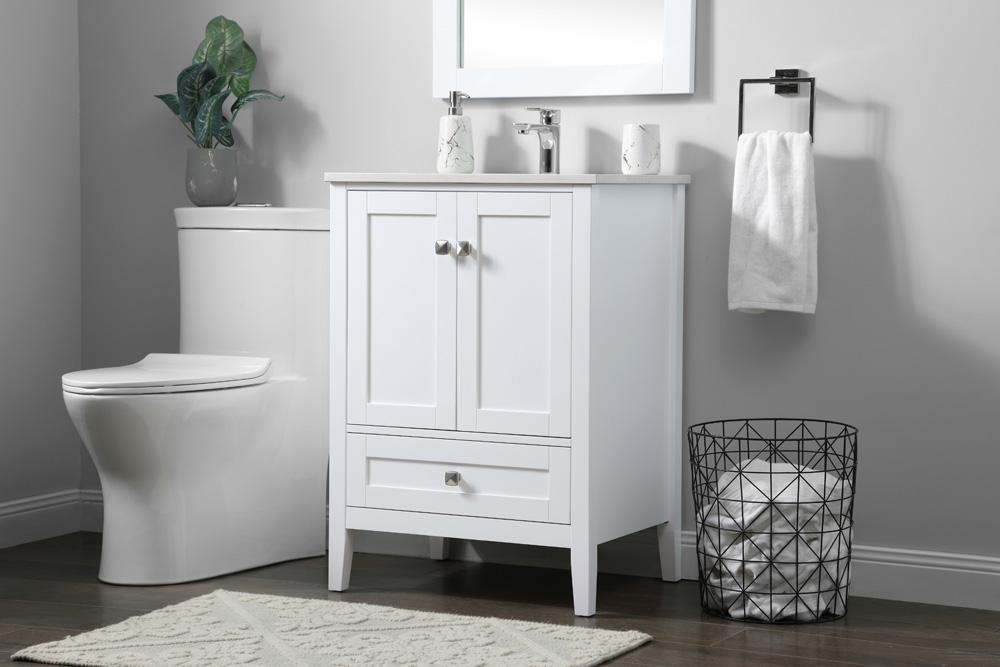 Elegant Furniture & Lighting - Hamilton 24 Inch Single Bathroom Vanity In White - VF21124WH veiw 3