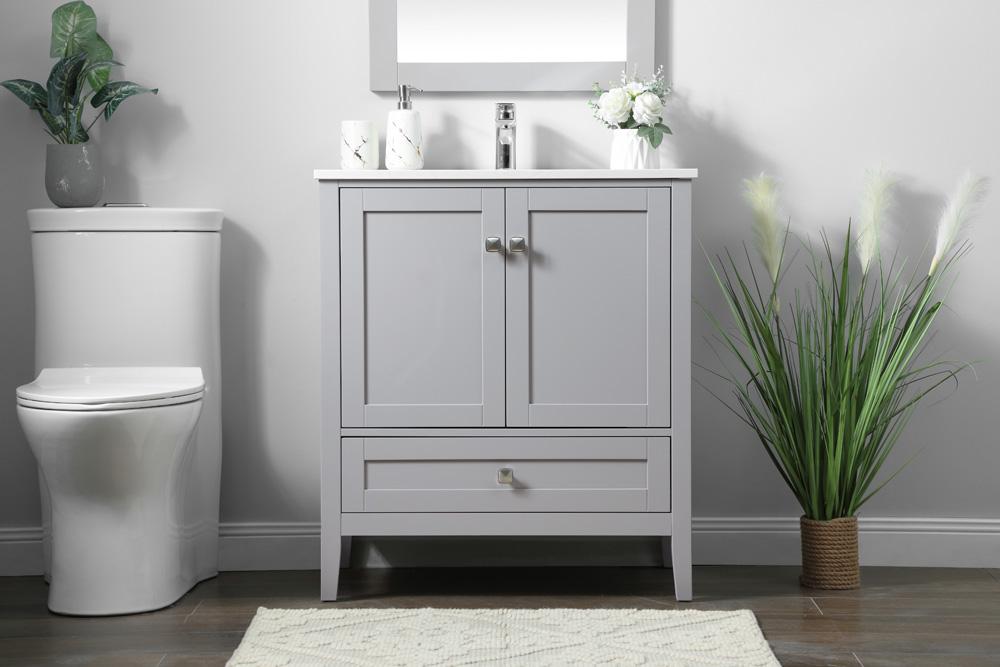 Elegant Furniture & Lighting - Hamilton 30 Inch Single Bathroom Vanity In Grey - VF21130GR veiw 2