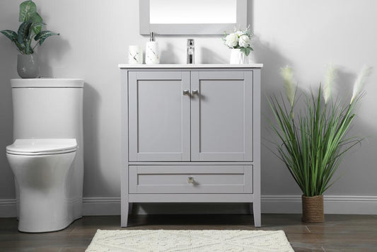 Elegant Furniture & Lighting - Hamilton 30 Inch Single Bathroom Vanity In Grey - VF21130GR veiw 2